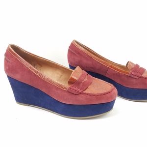 Anthropologie Pilcro colorblock wedge loafers sz 7